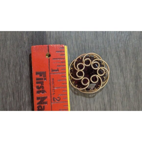 Kramer Gold Tone Swirl Red Stone Brooch & Pendant 2-In-1 Vintage Elegance - Picture 5 of 6